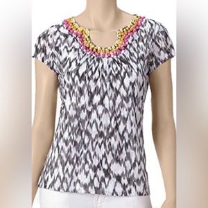 Ruby Rd. Womens Sunset Island Ikat Print Top - Size PL